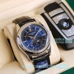 Swiss Replica Patek Philippe Complications Moon Phase Watch SS Blue Dial 5205g-001